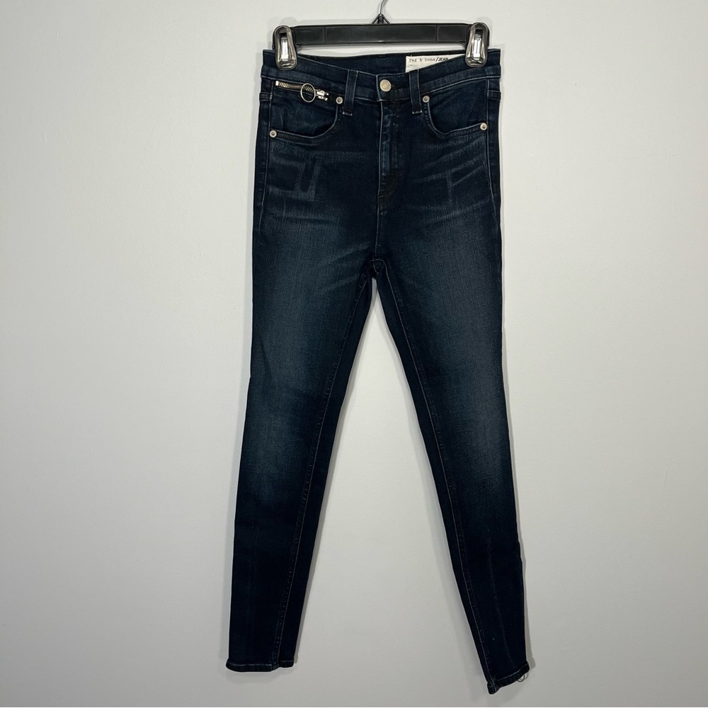 Rag & Bone Jeans Womens 26 Blue Dark Wash Denim Skinny High Rise Ankle Zip